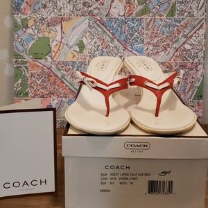 Coach red/white kitten heel sandal